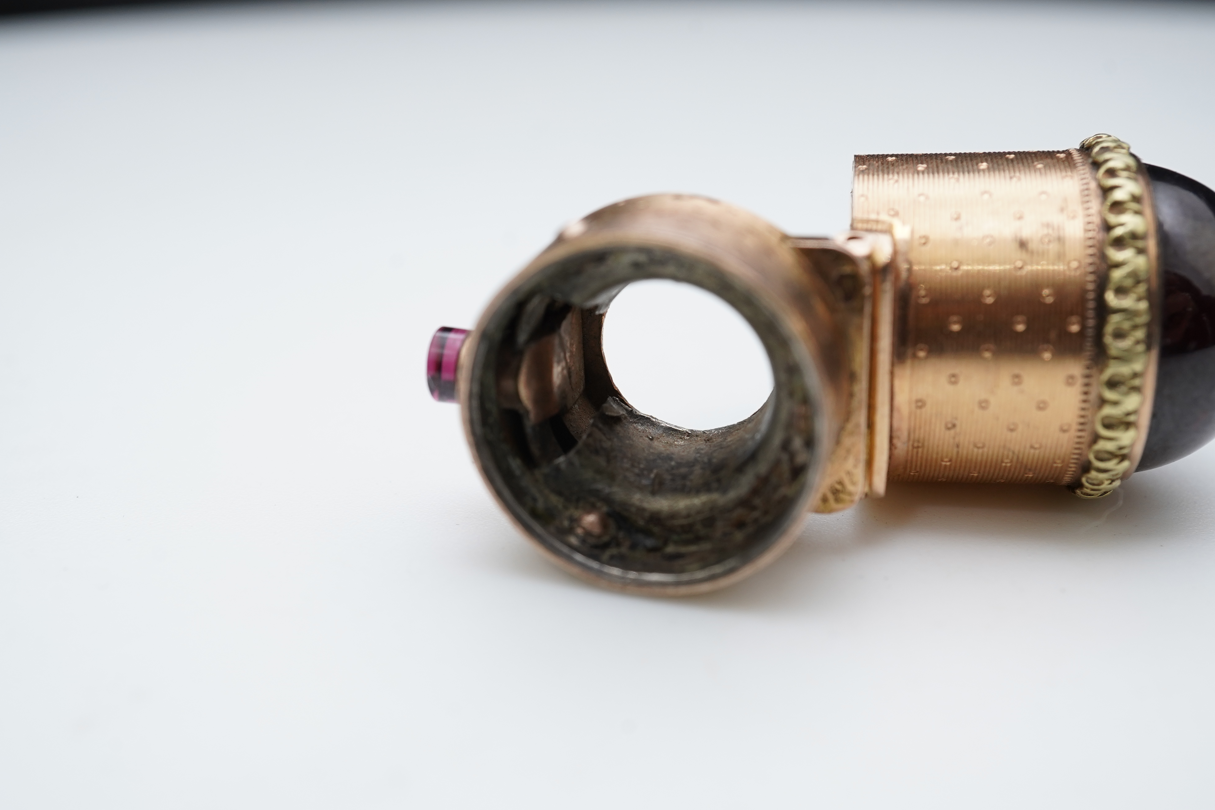 A miniature cased carriage timepiece, with key, 8.5cm high